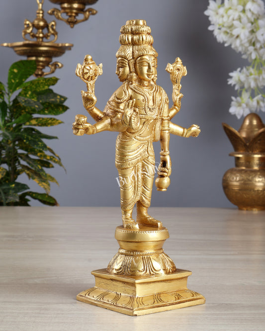 Brass Dattatreya Standing Statue 9.5"
