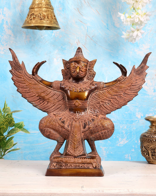 Vintage Brass Garuda with Open Wings – 14" vintage sand patina