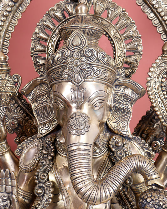 Large Pure Brass Ganesha Statue - 40" Height
