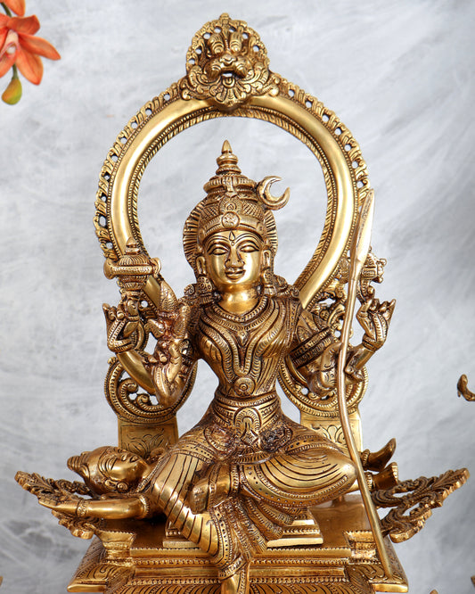 Brass Superfine Tripura Sundari Rajarajeshwari Sri Vidya Darbar – Grand Temple Sculpture (22.75 Inches)