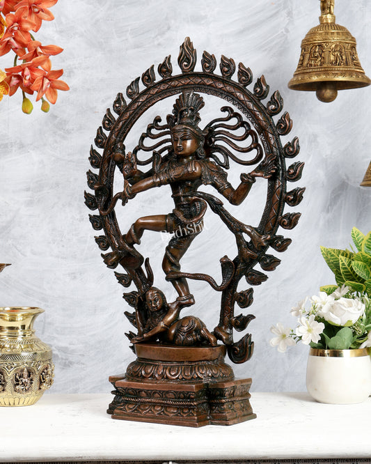 Pure Brass Nataraja Statue - Height 21.5" added copper