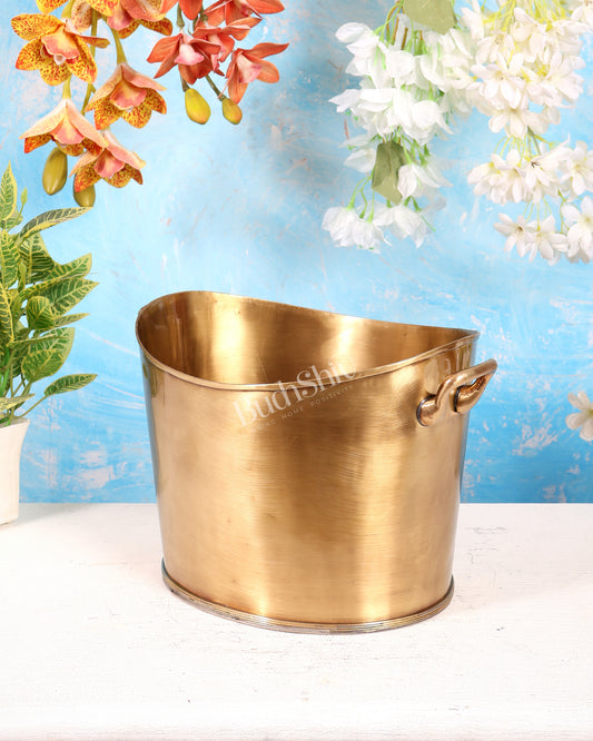 Brass Multipurpose Flower & Fruit Bowl – Lightweight Antique Tone Decorative Bowl (13 Inches)