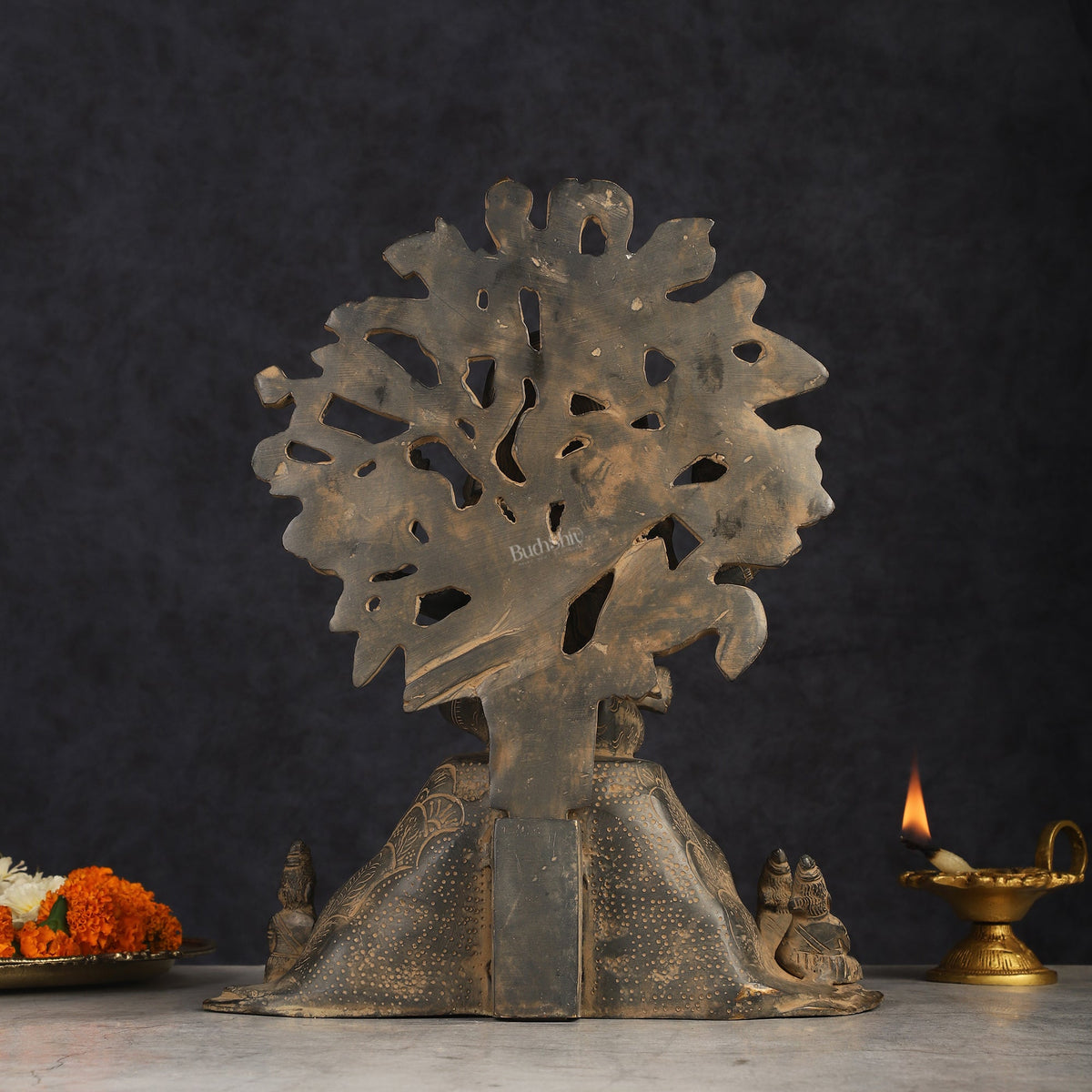 Antique Brass Dakshinamurthy Statue | 12" sand finish - Budhshiv.com