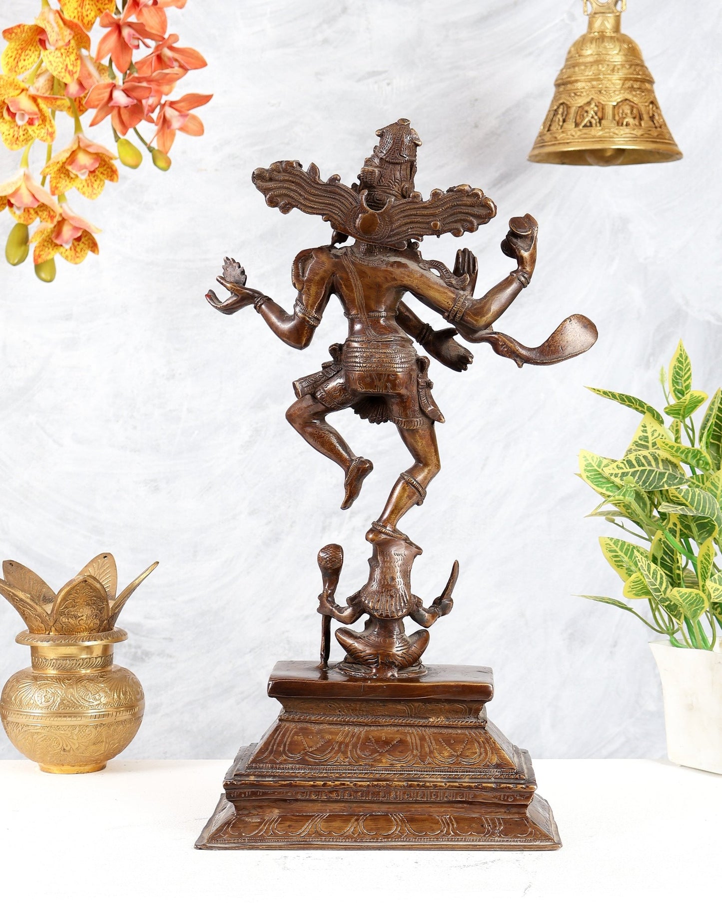 Antique Brass Dancing Lord Shiva Statue - 17 Inch - Budhshiv.com