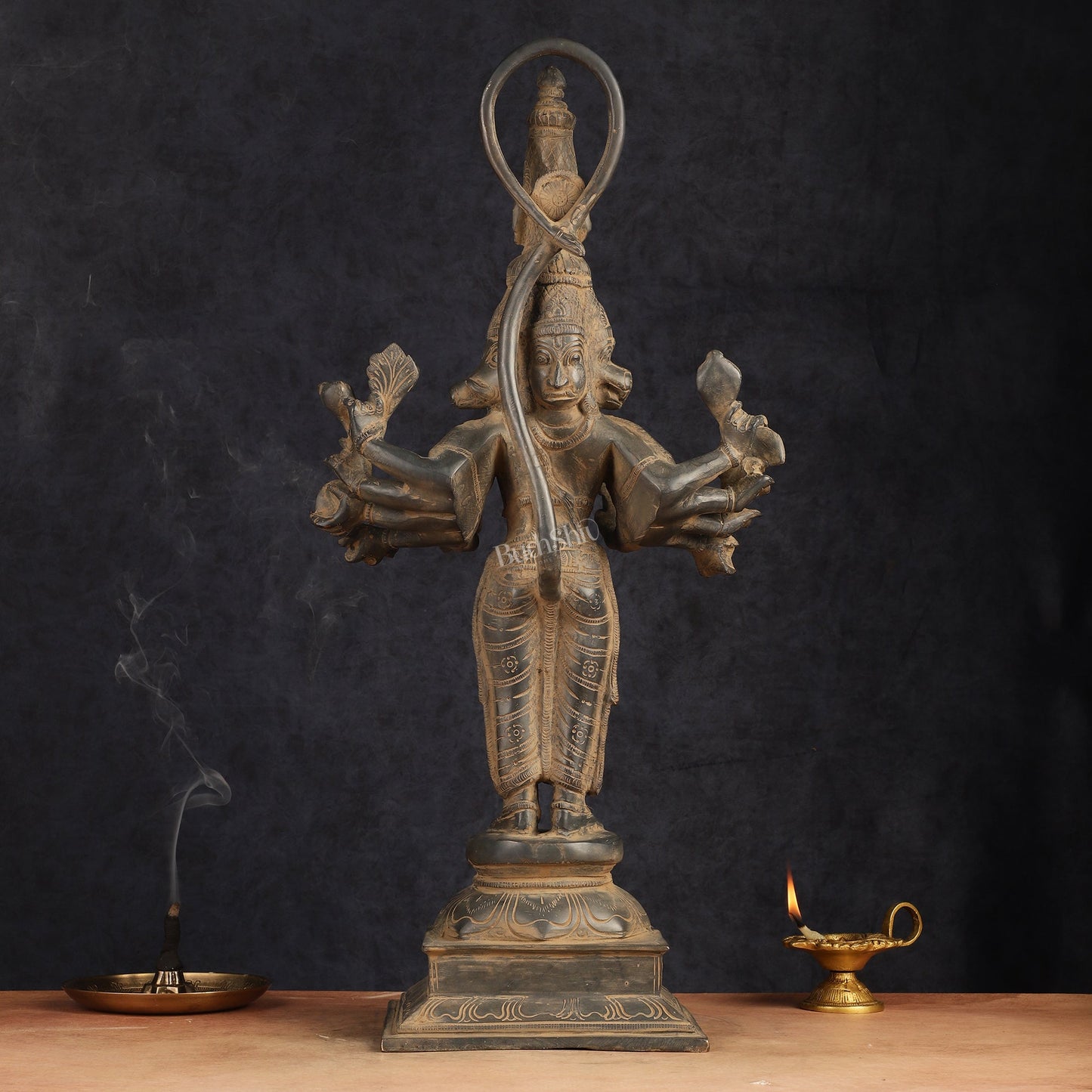 Antique Brass Standing Lord Panchmukhi Hanuman Statue 22 inch - Budhshiv.com