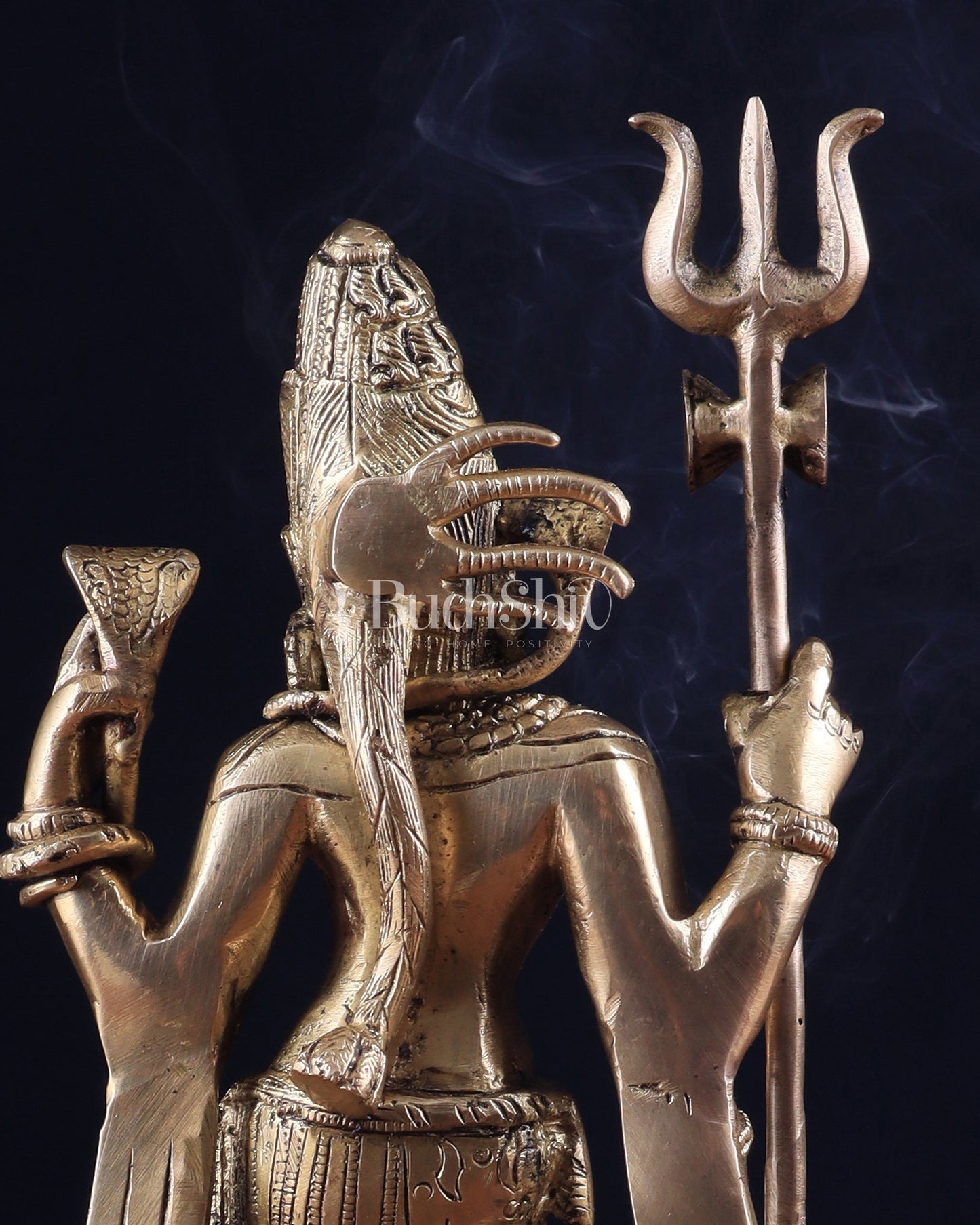Antique tone Brass Ardhanarishwara Idol - 12 Inch - Budhshiv.com