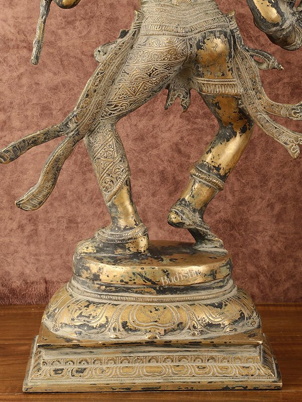 Ardhanarishvara Brass Statue Dual Tone - Super Antique Finish - 24" - Budhshiv.com
