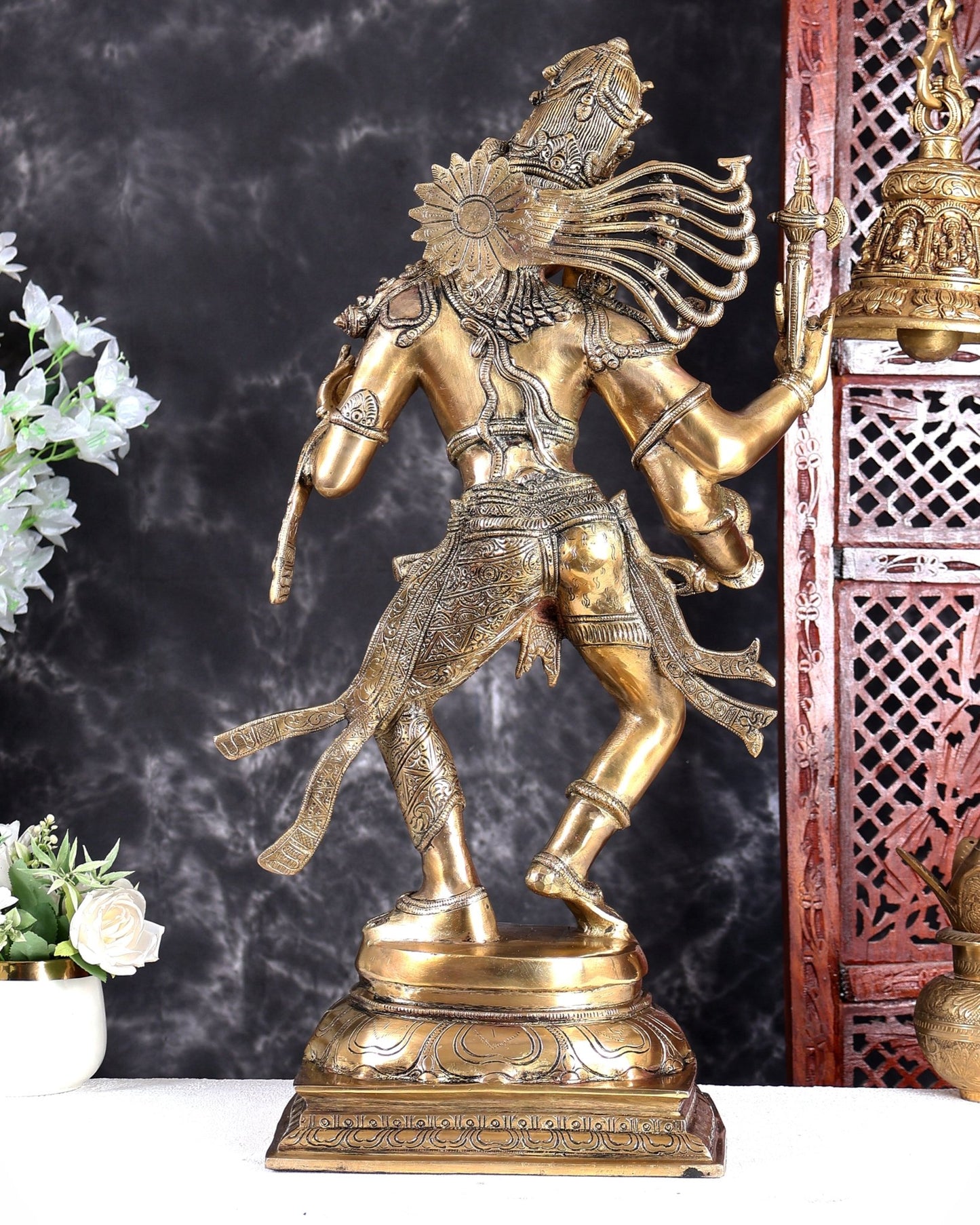Ardhanarishvara Brass Statue Half shiva half parvati matte gold finish 24 inch Fine - Budhshiv.com
