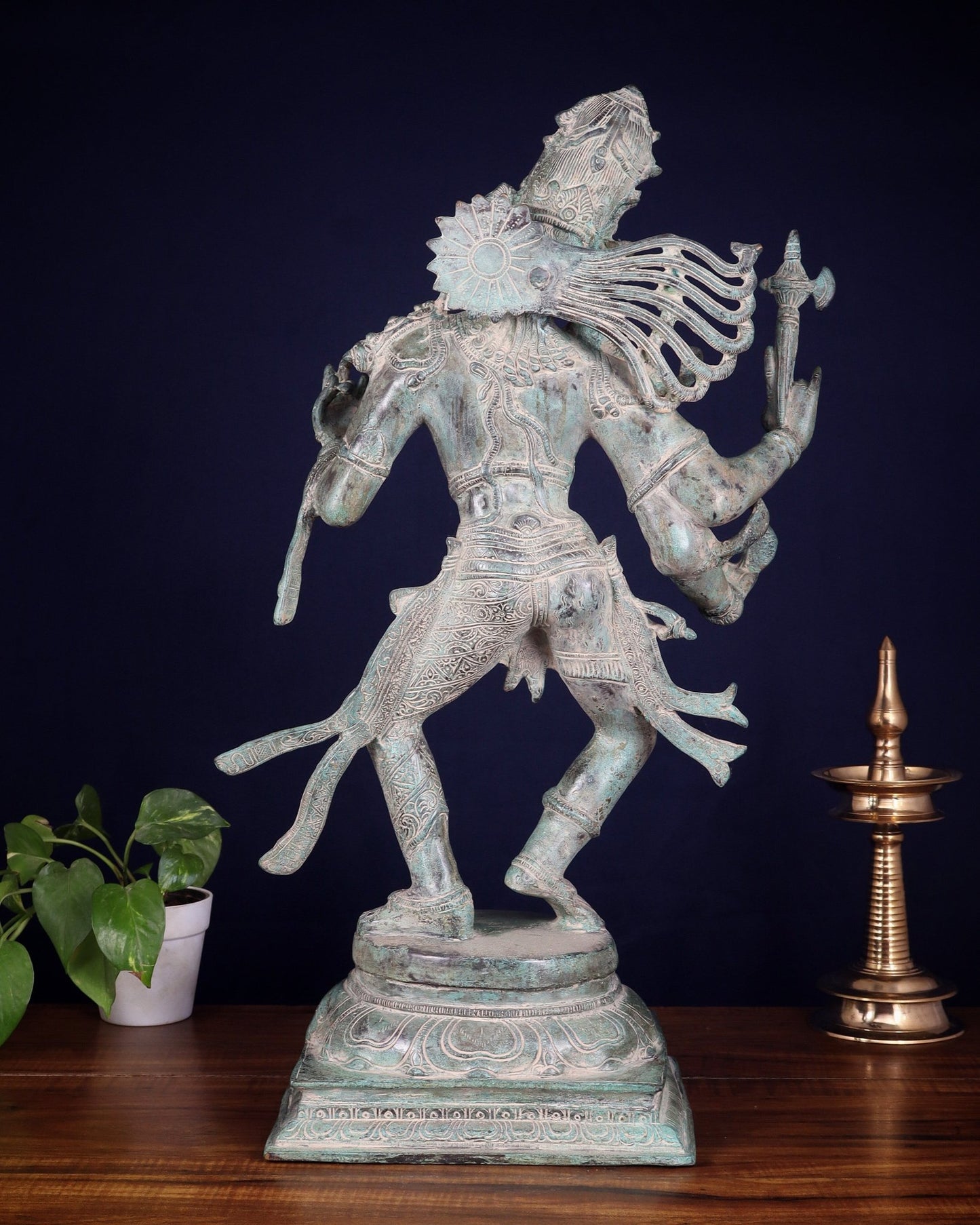 Ardhanarishvara Brass Statue Stone Finish - 24" - Budhshiv.com