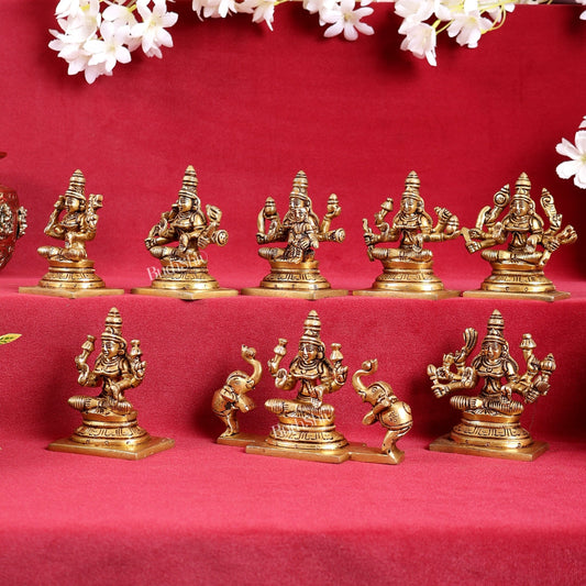Ashtalakshmi Superfine Brass Idols - 3.5 Inches | BudhShiv - Budhshiv.com
