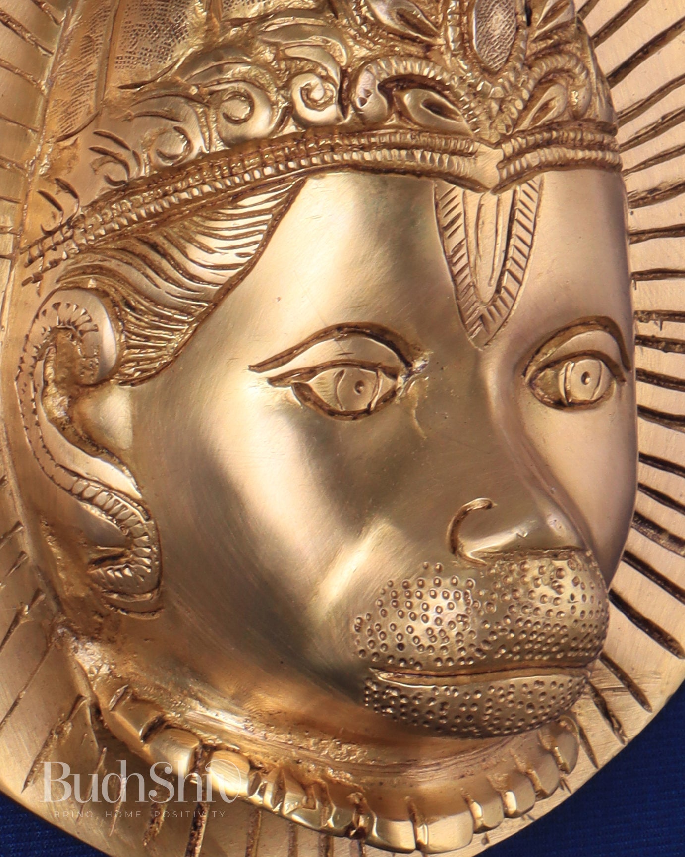 Auspicious pure brass Lord Hanuman face wall hanging 7" - Budhshiv.com
