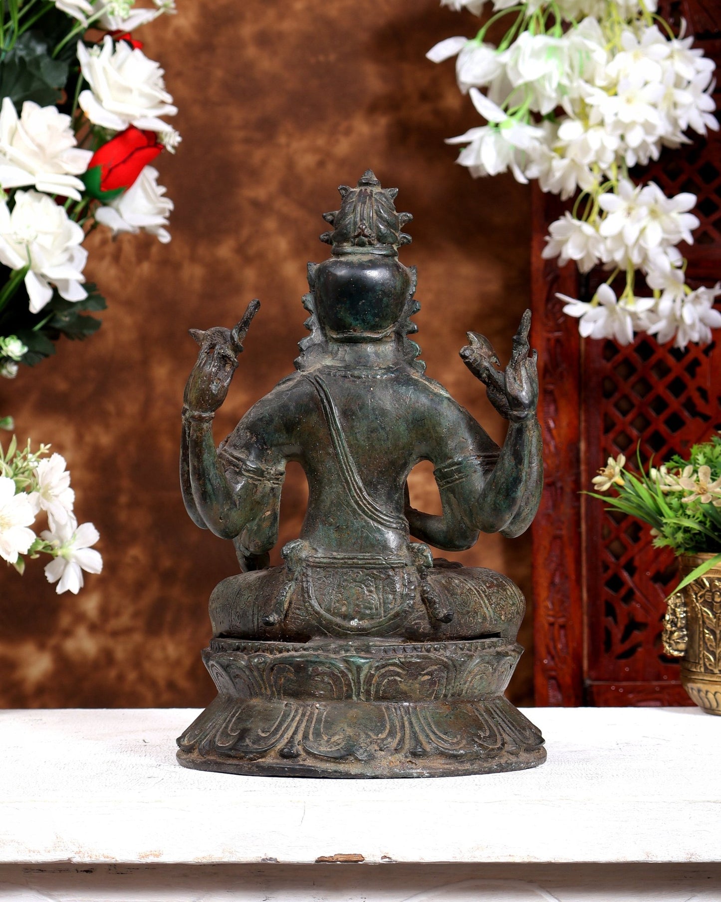 Balinese Bronze Shiva Statue | 11" Six-Armed Seated Idol - Budhshiv.com