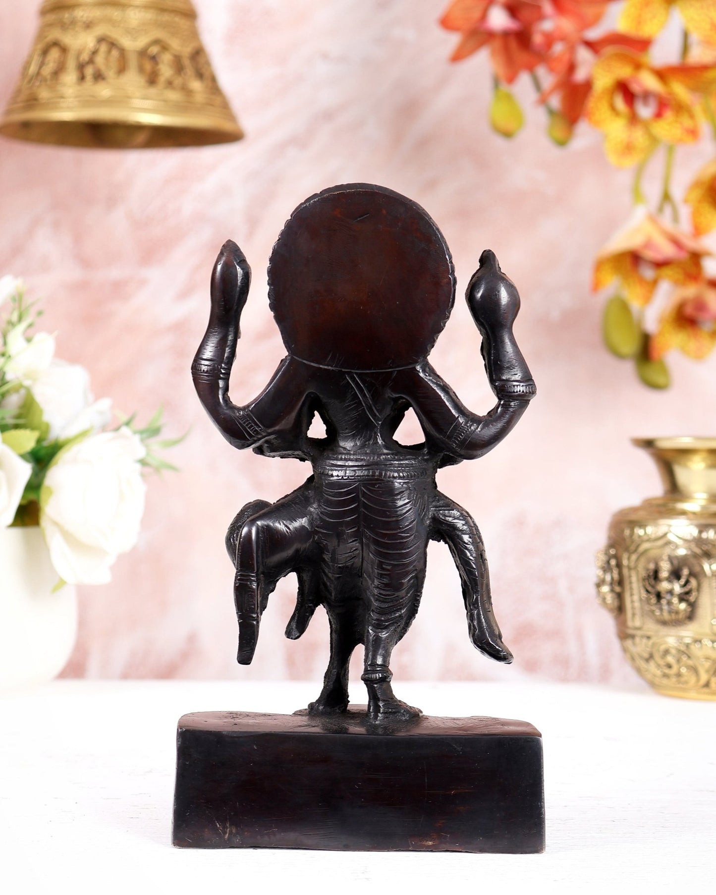 Black Finish Brass Narasimha Killing Hiranyakashyap Idol – Fierce Protection Form (7.5 Inches) - Budhshiv.com