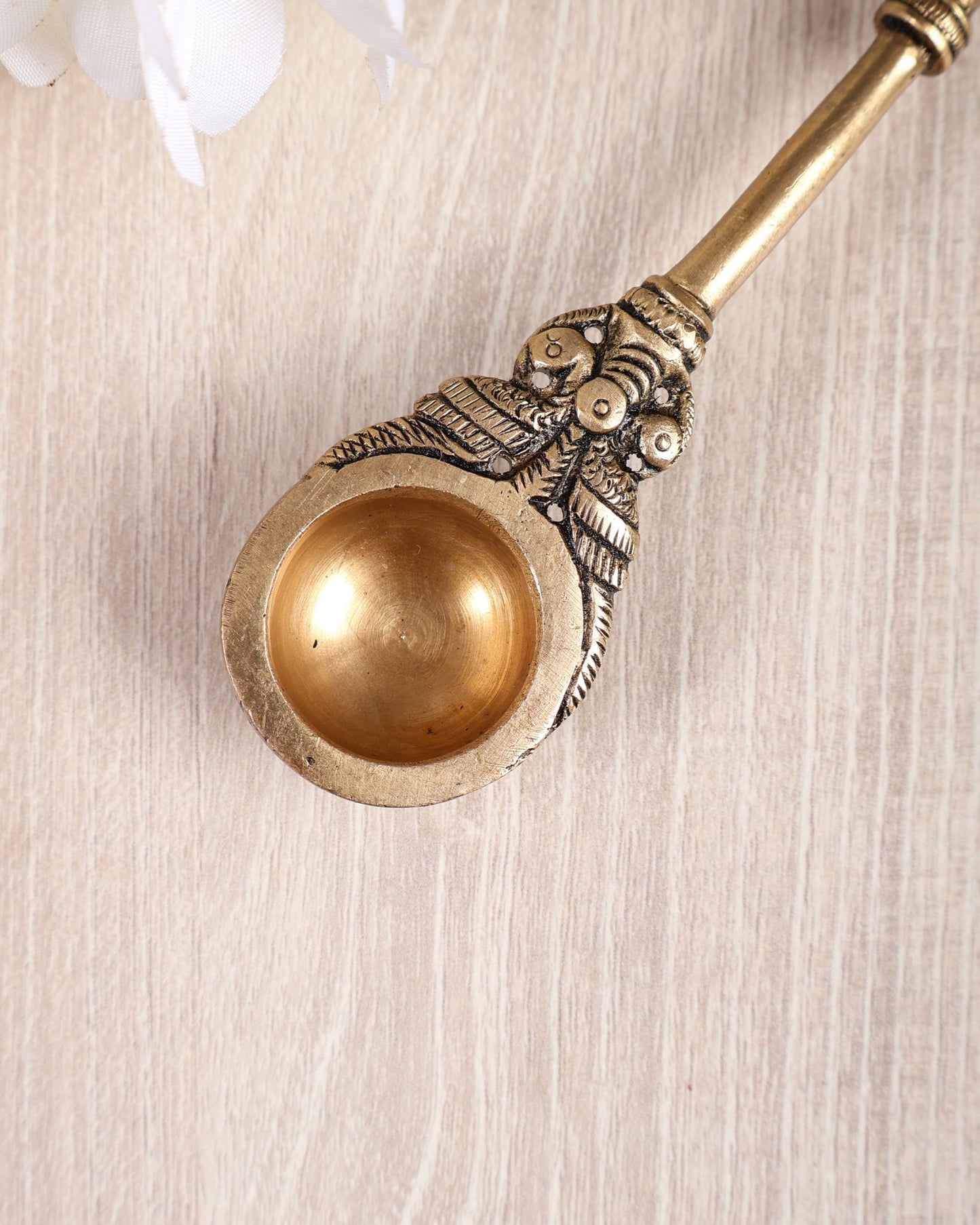 Brass Annam Design Hawan Ghee Sruva Spoon – Yagya Pooja Offering Ladle (7.5 Inches) - Budhshiv.com