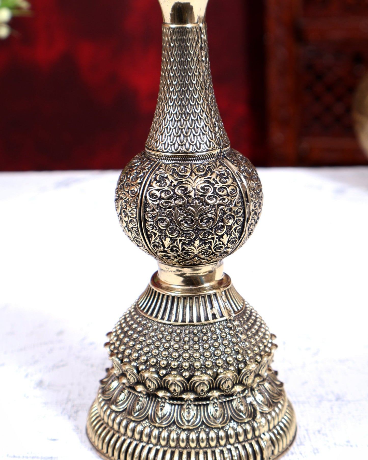 Brass Annam Pakshi Peacock Oil Lamp Diya | Pure Brass Swan Peacock Handcrafted Diya 10 inch - Budhshiv.com