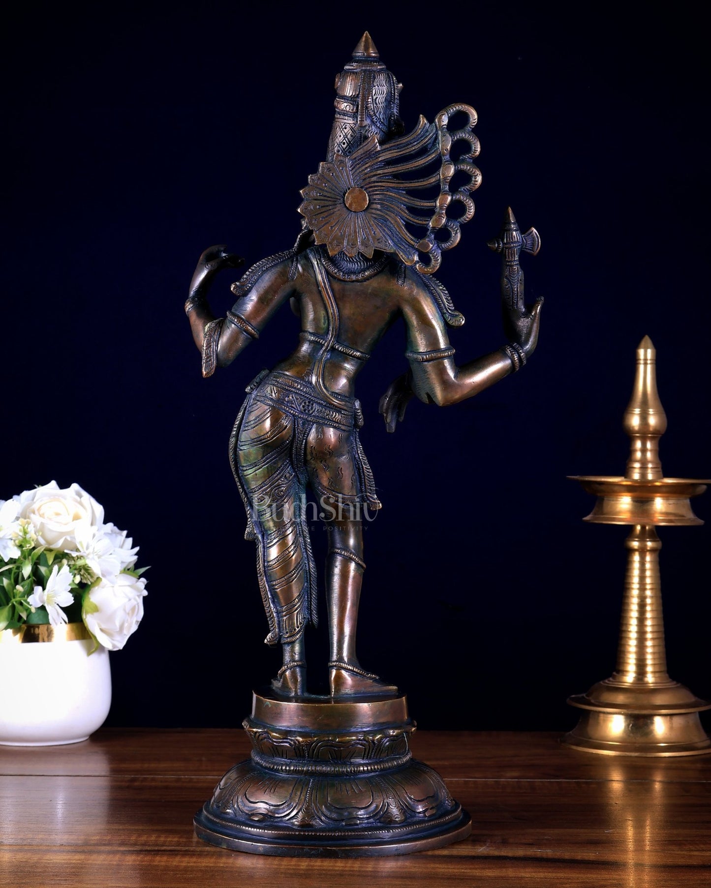 Brass Ardhanarishwara Sculpture – 16.5 inch bronze finish - Budhshiv.com