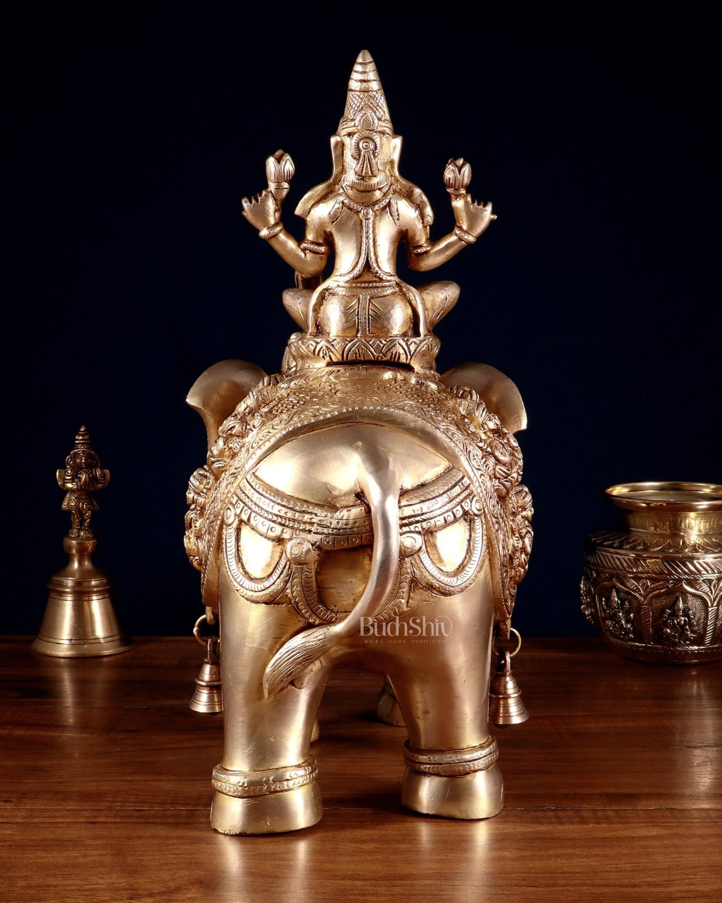 Brass Ashtalakshmi on Elephant – 15" - Budhshiv.com