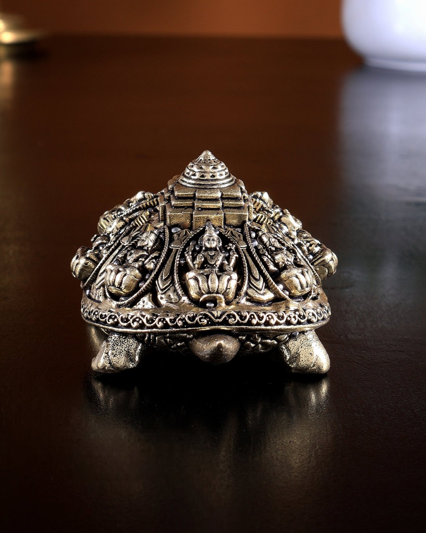 Brass Ashtalakshmi Tortoise Shree Yantra Idol Size 4 x 2.5 x 1.5 inch - Budhshiv.com