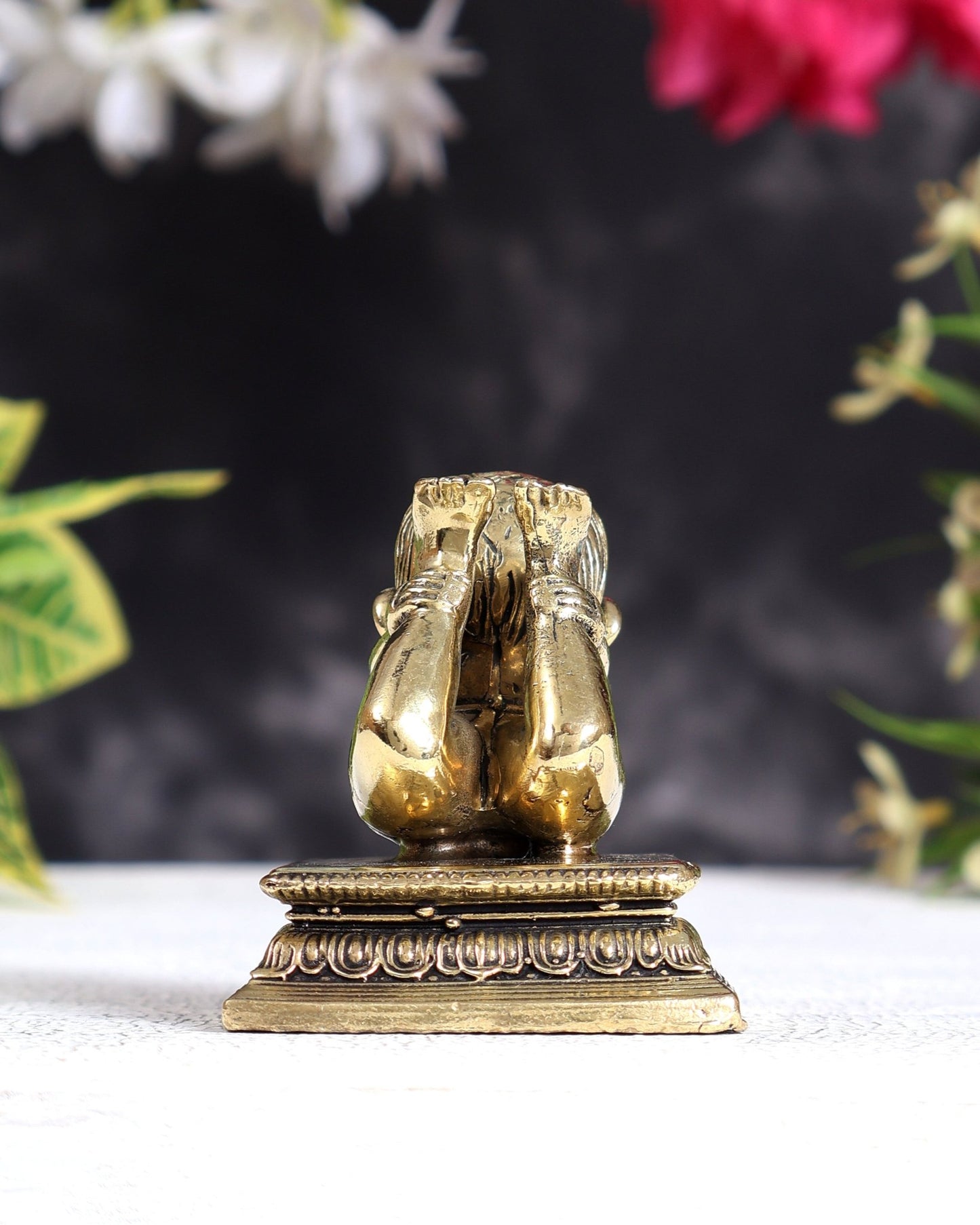 Brass Baby Ganesha Yoga Pose Idol with Base | Pure Brass Miniature Sculpture 4 inches wide - Budhshiv.com