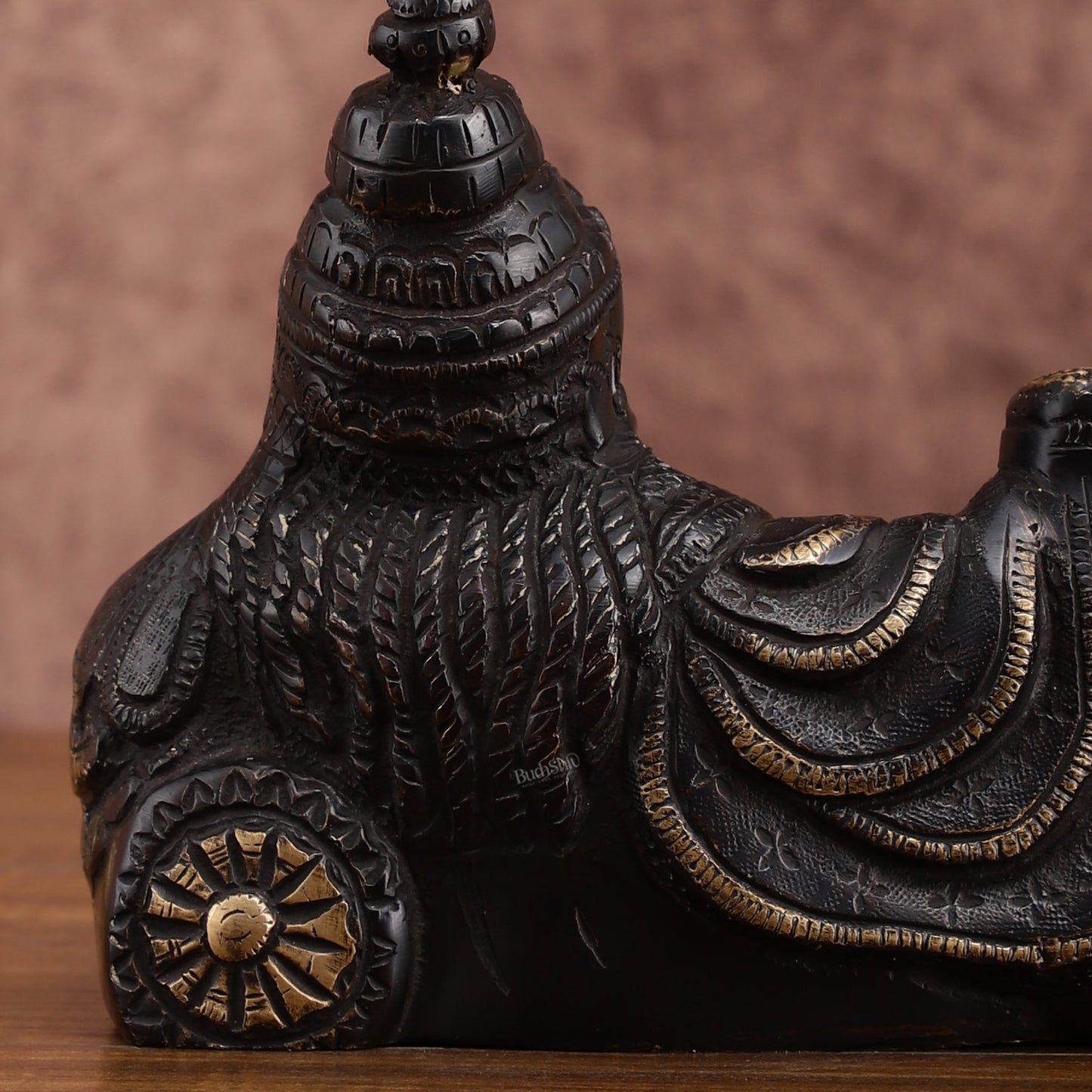 Brass black Resting Kuber Idol 6 inch - Budhshiv.com