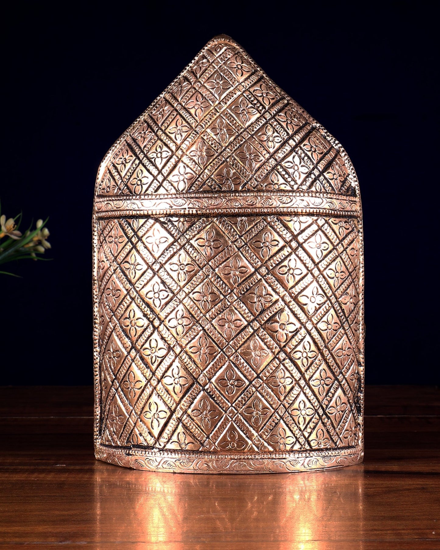 Brass Buddha Face in Beautifully Carved Frame | Decorative Accent 9.5 inch - Budhshiv.com