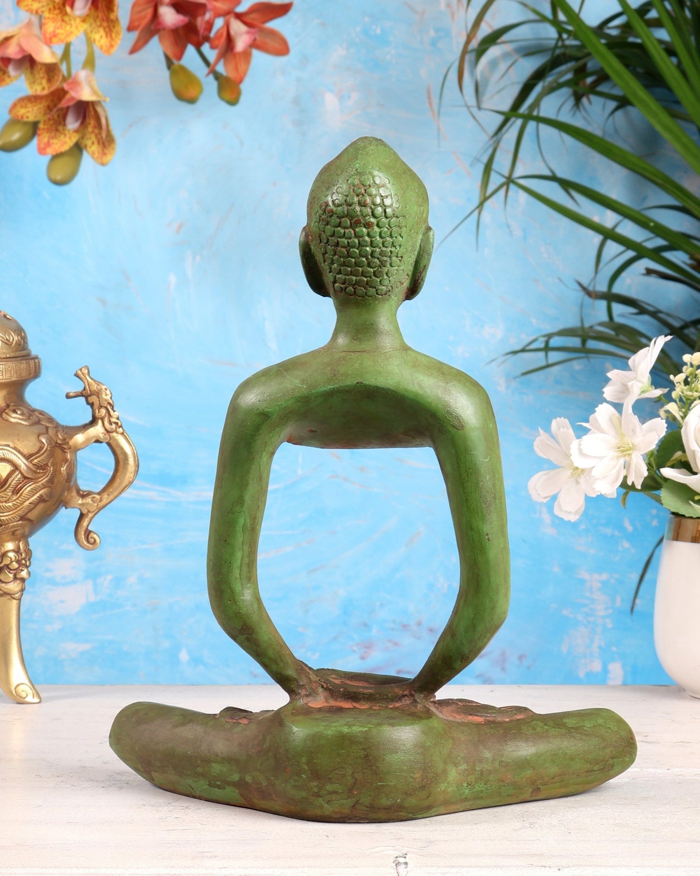 Brass Buddha Fasting abstract design 10" - Budhshiv.com