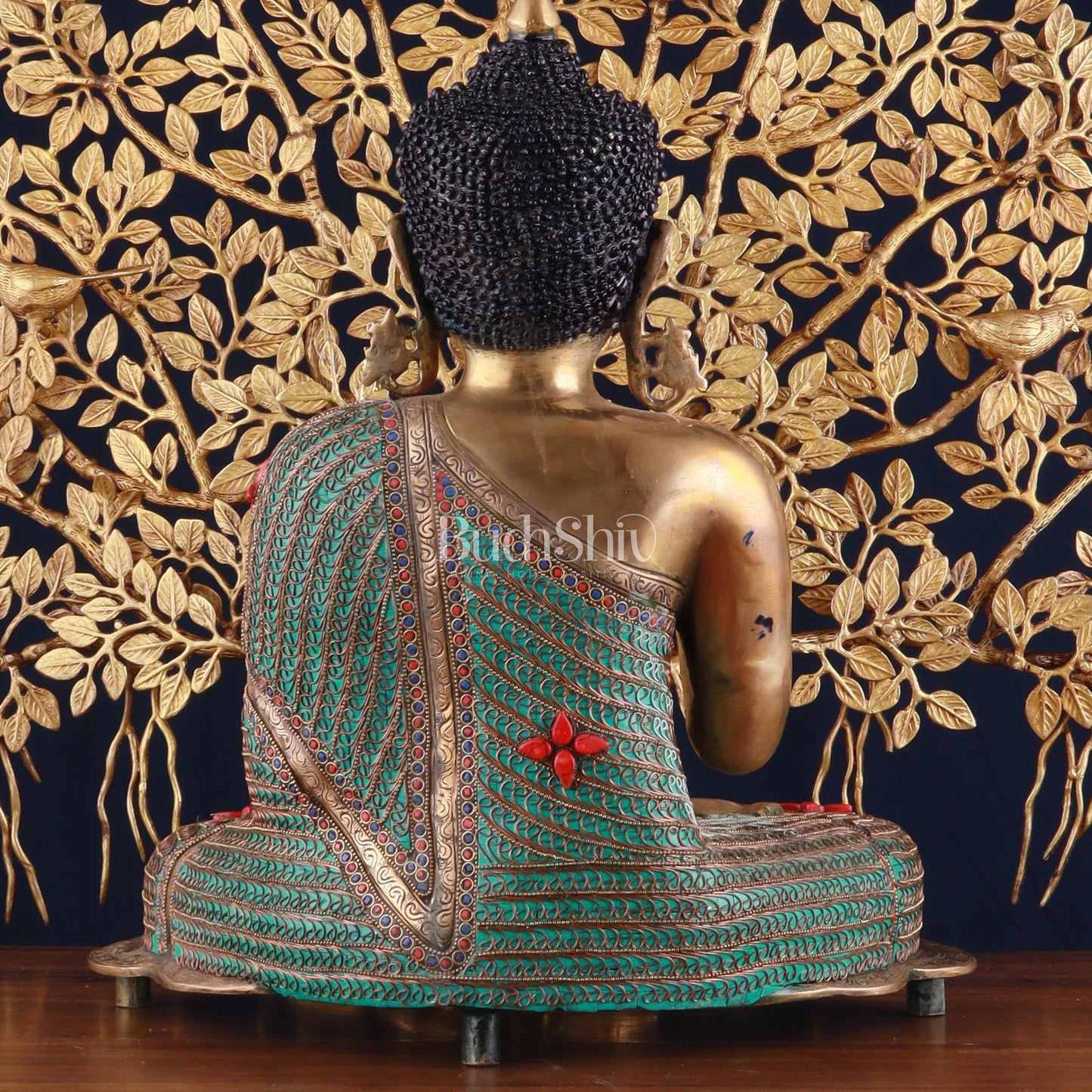 Brass Buddha Idol & Kalpavriksha Tree combo - Budhshiv.com