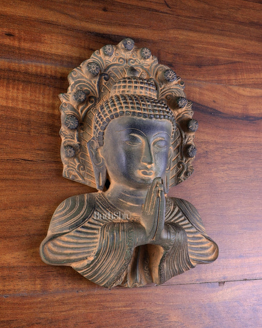 Brass Buddha Namaste Wall Hanging – Vintage Spiritual Décor - Budhshiv.com