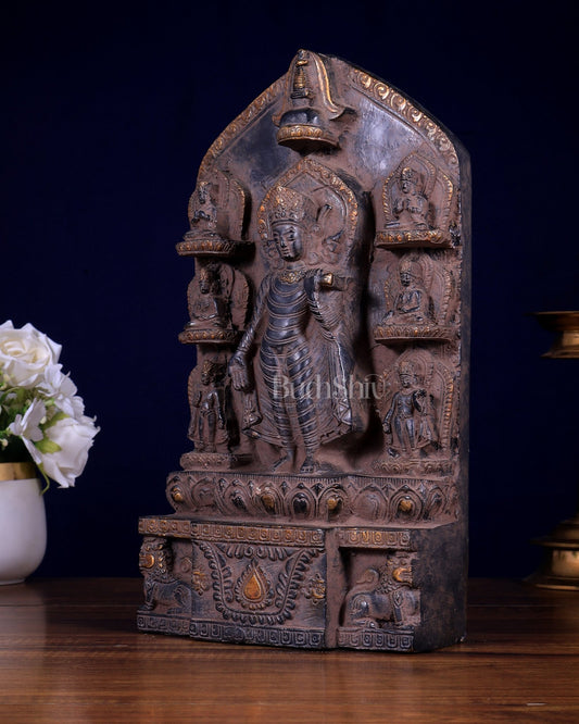 Brass Buddha Statue with Multiple Poses – Vintage Sculpture 12.5 inch - Budhshiv.com