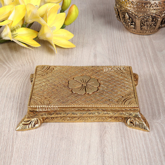 Brass Chowki Pedestal Singhasan for Small God Idols. - Budhshiv.com