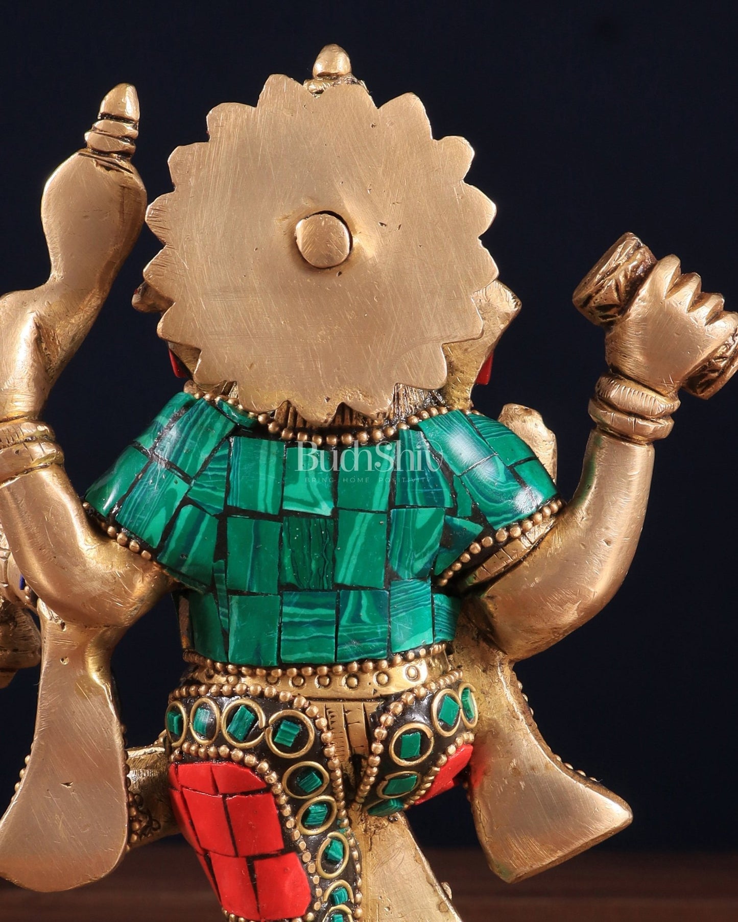 Brass Dancing Ganesha Idol | 6" Height | Meenakari - Budhshiv.com