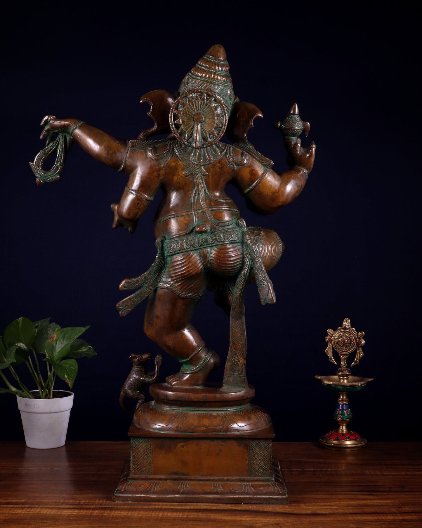 Brass Dancing Ganesha Statue 25" large - Budhshiv.com