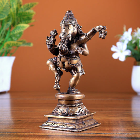 Brass Dancing Ganesha Statue – Small Size | Auspicious Showpiece - Budhshiv.com