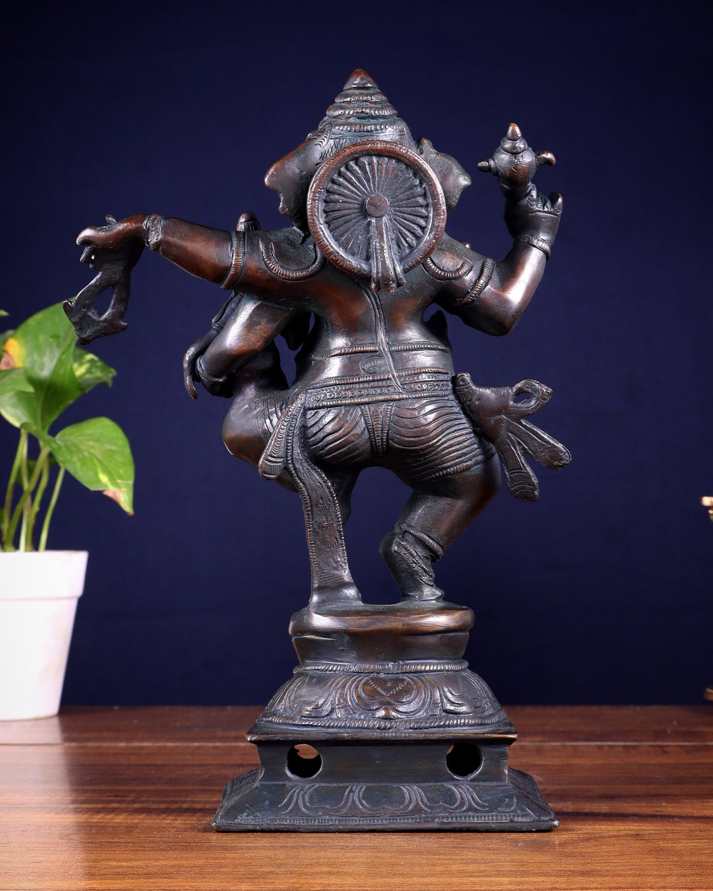 Brass Dancing Ganesha with Siddhi Idol | 10.5" Height - Budhshiv.com