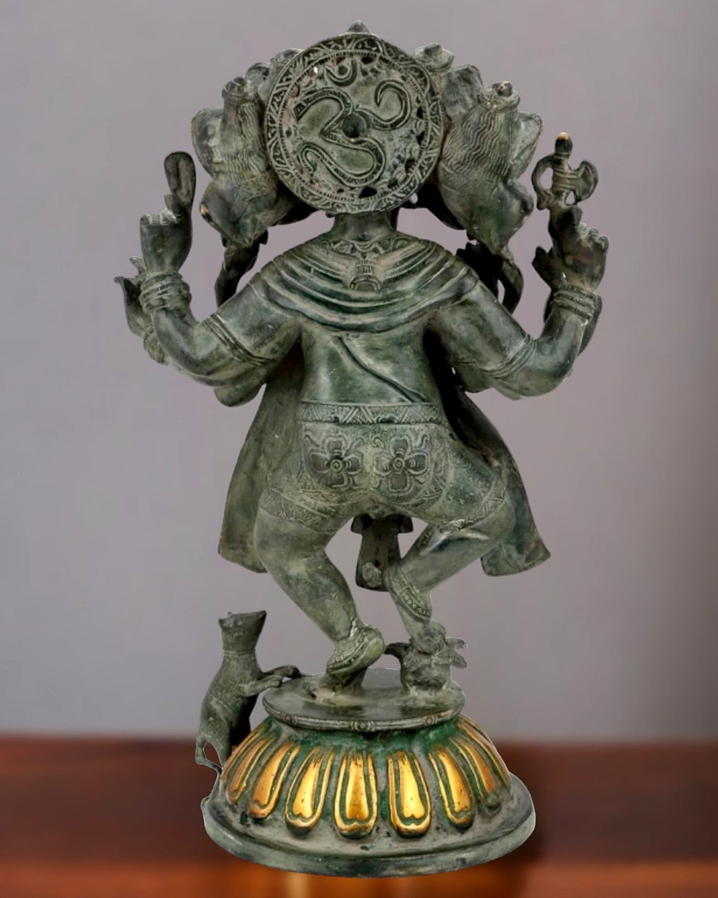 Brass Dancing Panchmukhi Ganesha Statue - 15 Inches - Budhshiv.com