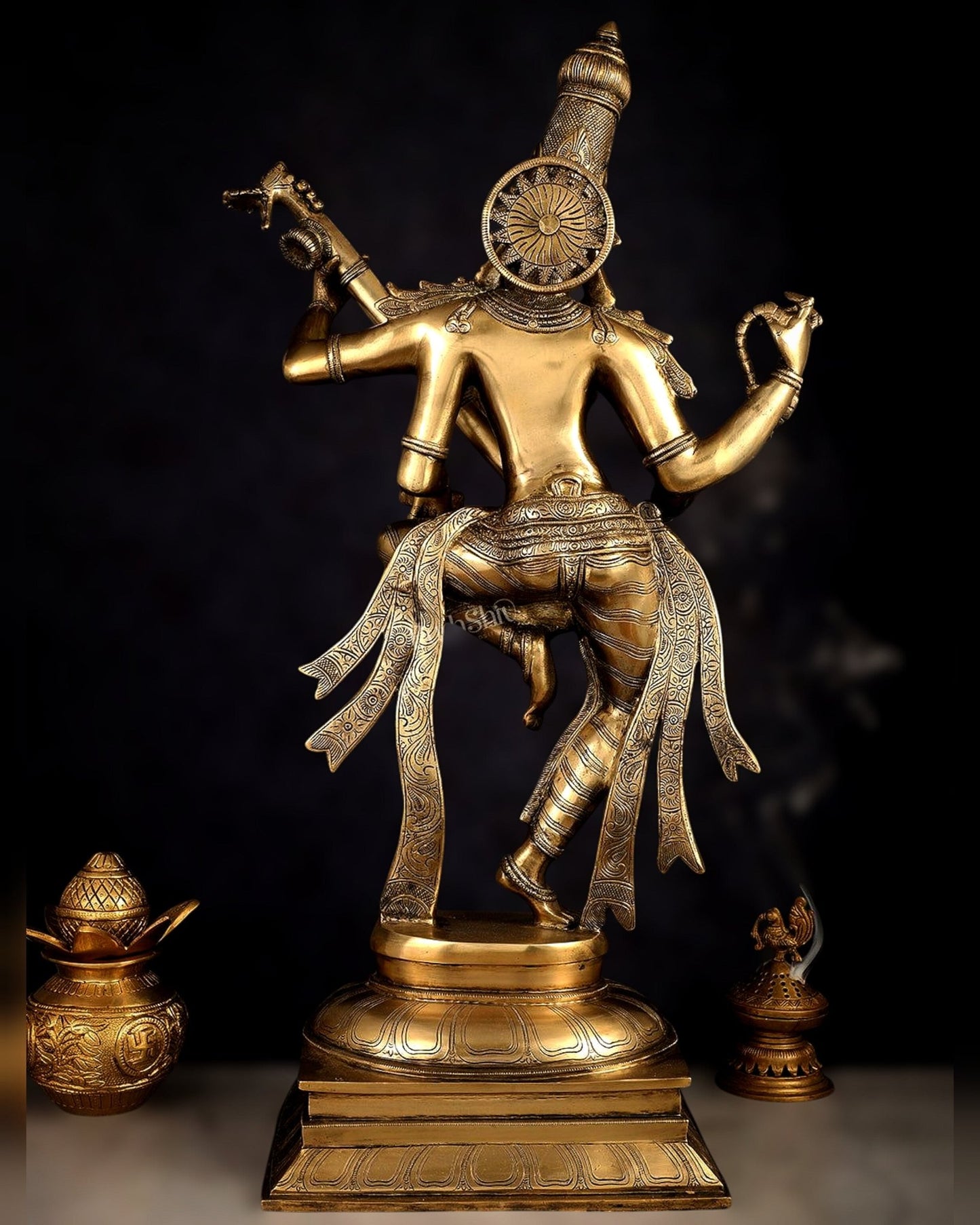 Brass Dancing Saraswati Idol 32" - Budhshiv.com