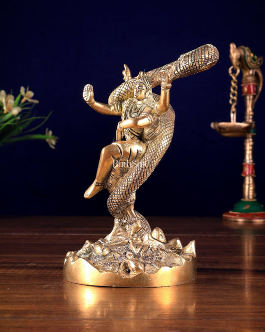 Brass Dancing Shiva idol - Excellent Statue 6" matte gold - Budhshiv.com