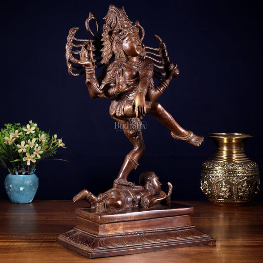 Brass Dancing Shiva Nataraja statue 14" Dark Brown - Budhshiv.com