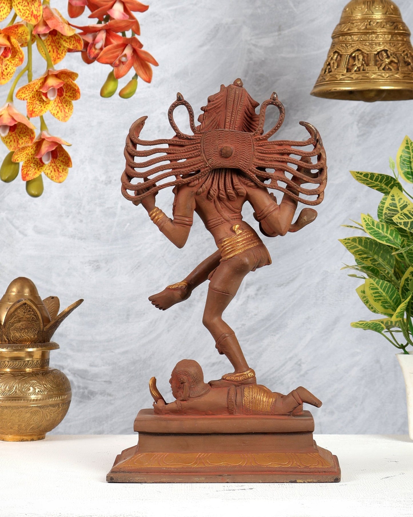 Brass Dancing Shiva Nataraja statue 14" Earthy Soil tone - Budhshiv.com
