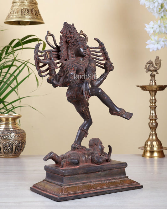 Brass Dancing Shiva Nataraja statue 14" Red sand finish antique - Budhshiv.com