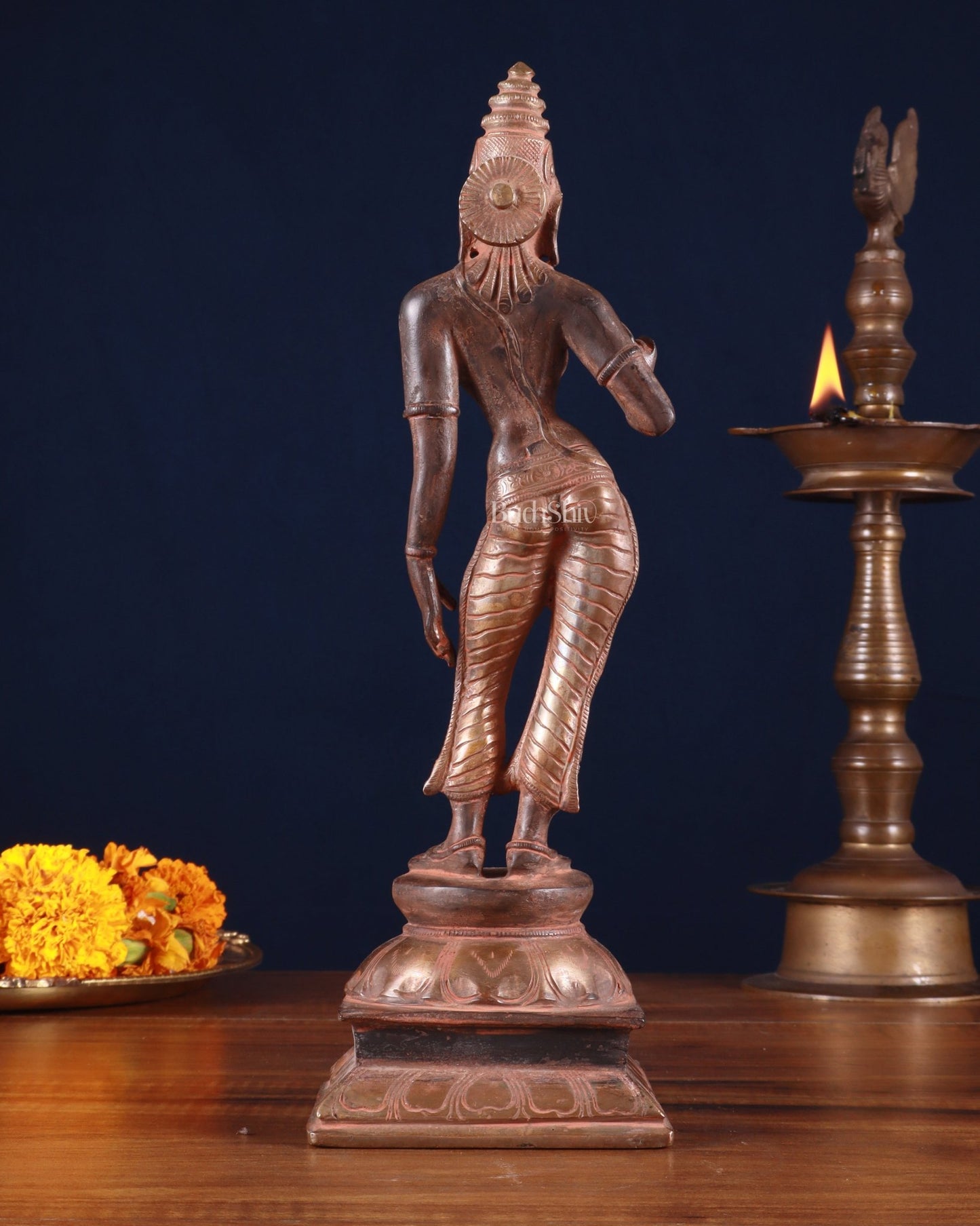 Brass Devi Parvati Uma Idol | 10 Inches | red sand finish - Budhshiv.com