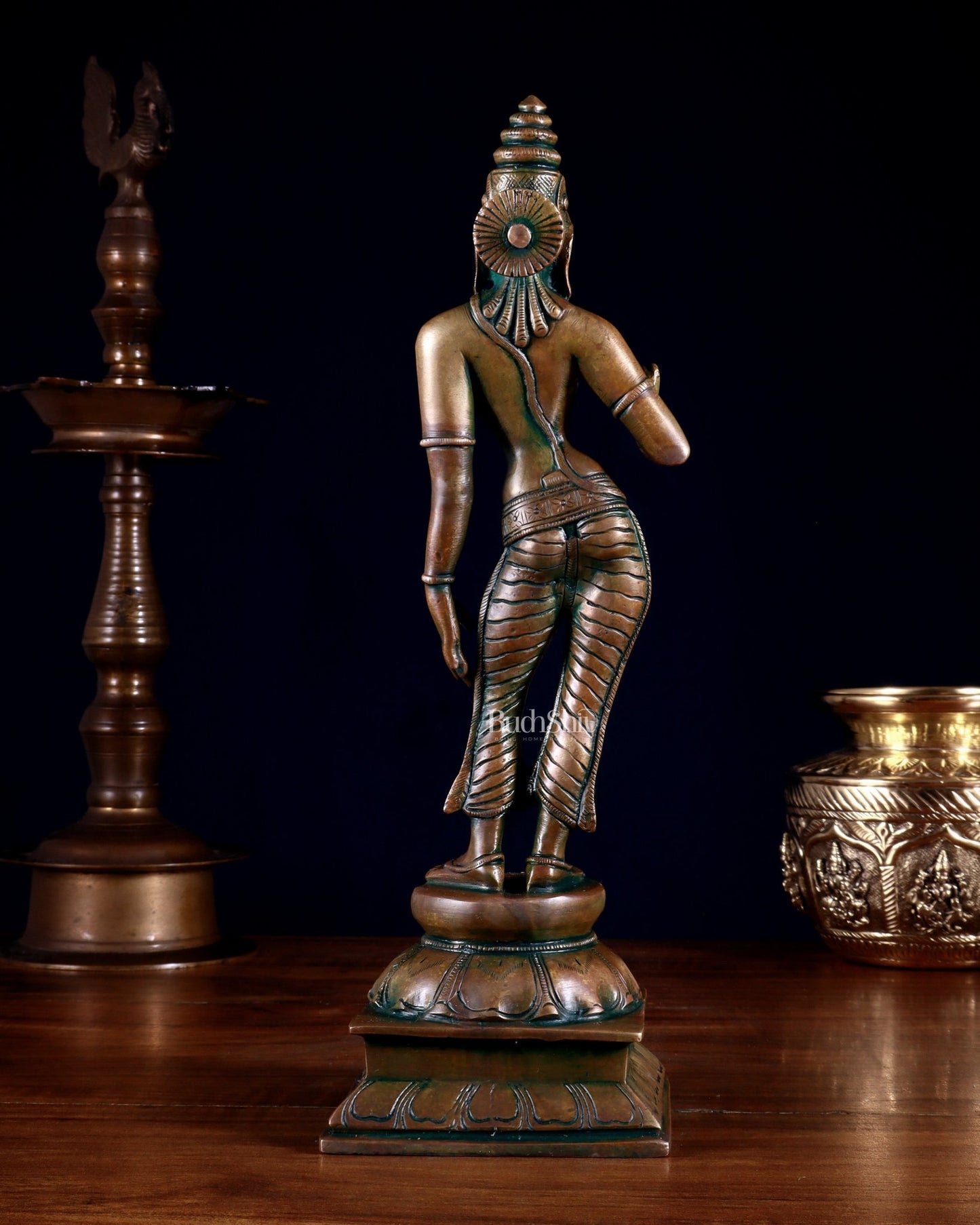 Brass Devi Uma Parvati Idol | 10 Inch chola bronze touch - Budhshiv.com