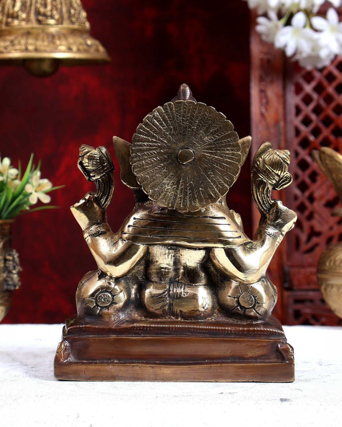 Brass Dual Tone Ganesha Statue – Handcrafted Divine Idol 7 inch - Budhshiv.com