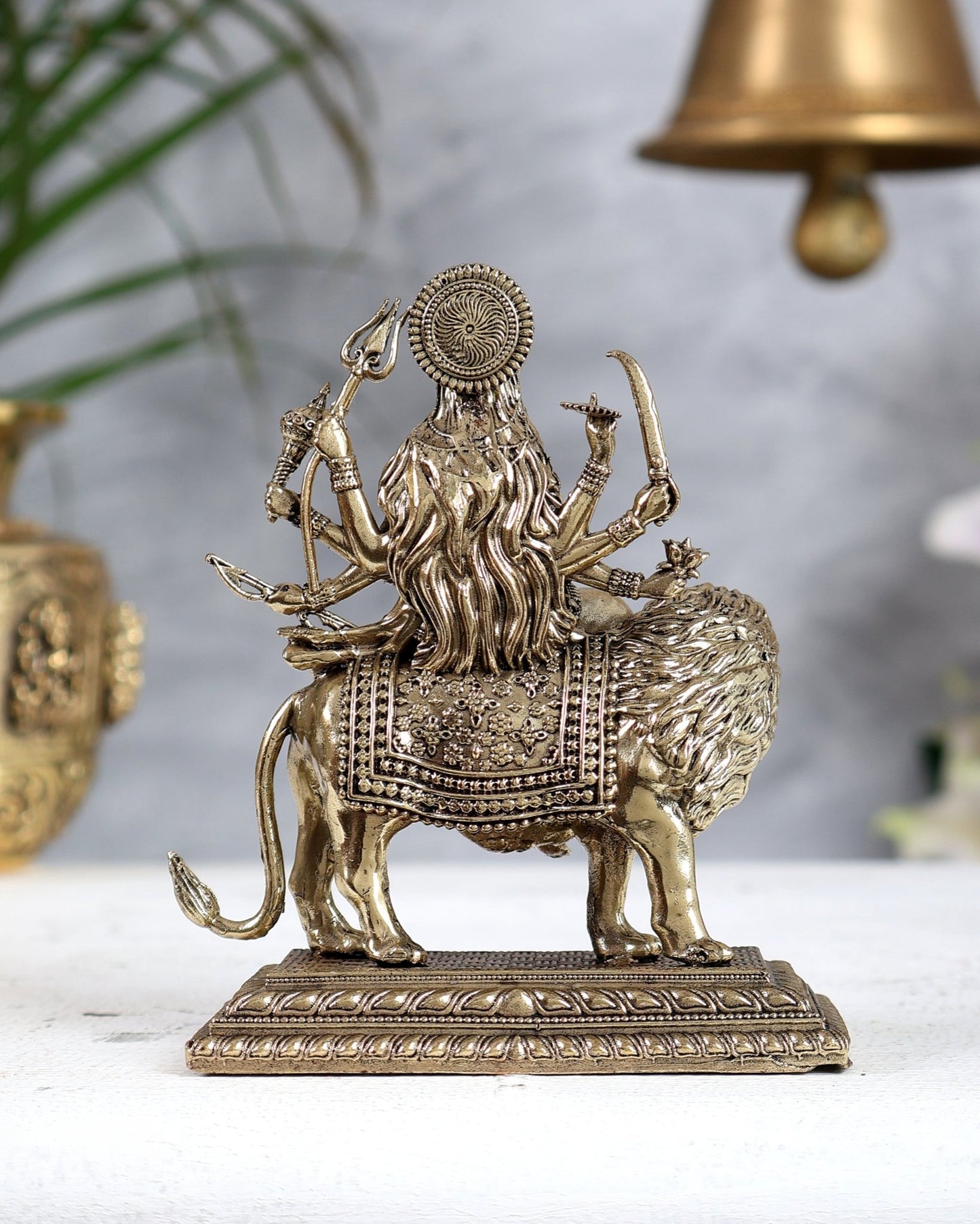 Brass Durga Ambe Mata Idol 4.5 Inch | Handcrafted Statue – BudhShiv - Budhshiv.com