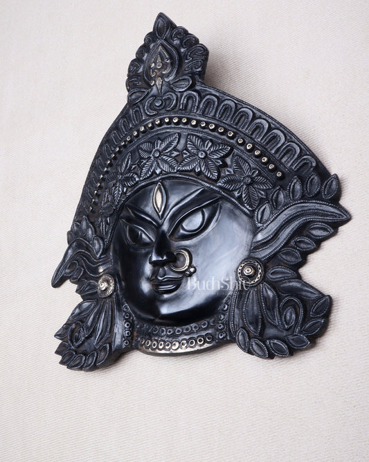 Brass Durga Wall Hanging 8x11 inch black edition - Budhshiv.com