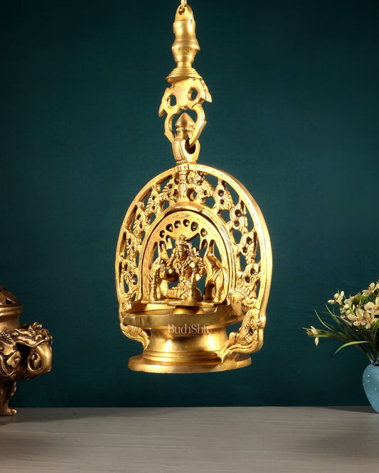 Brass Gajalakshmi Hanging Lamp - Budhshiv.com