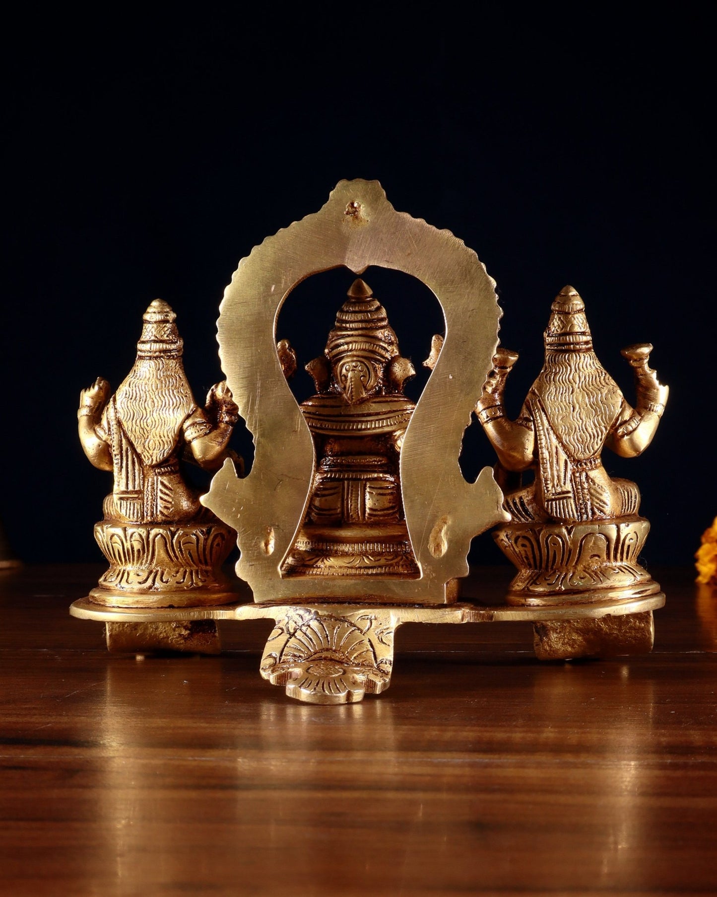 Brass Ganesha Lakshmi Saraswati Panel Idol – 5.5” - Budhshiv.com