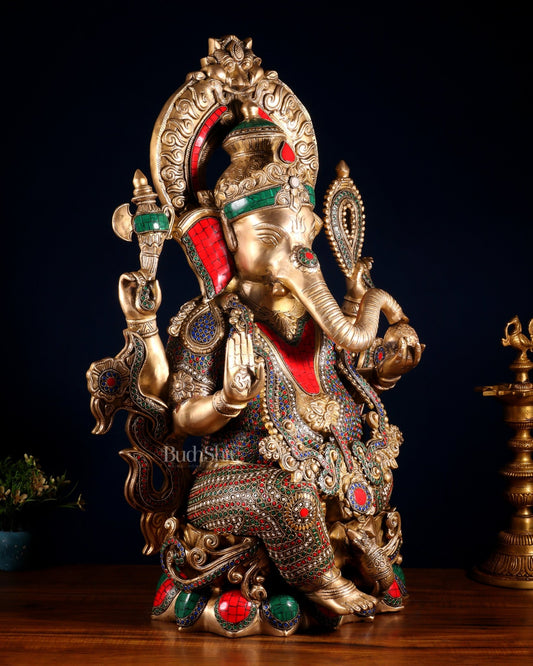 Brass Ganesha Large Sized Statue 30" - Budhshiv.com