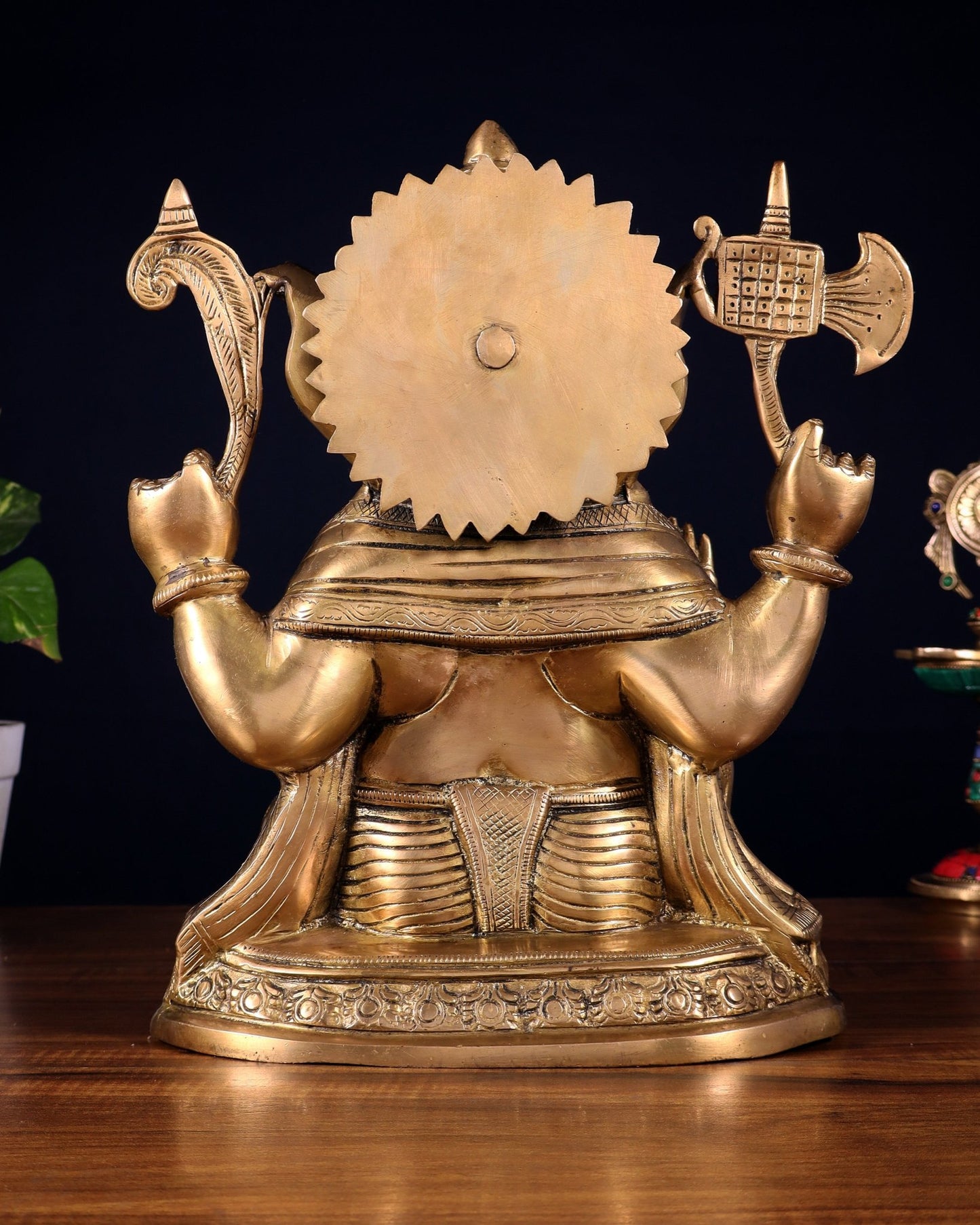 Brass Ganesha Statue - 12" matte finish - Budhshiv.com
