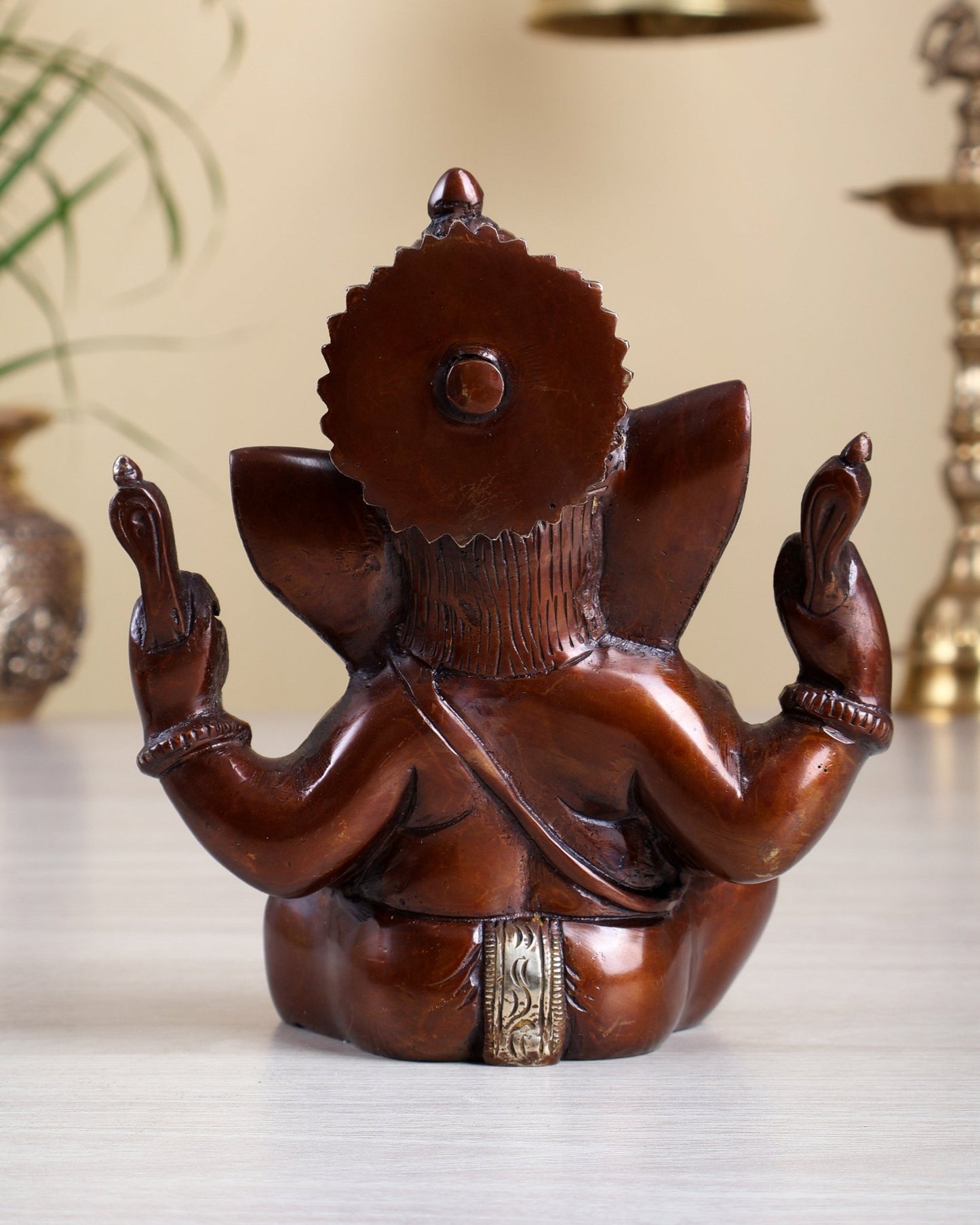 Brass Ganesha Statue with a glossy dual tone 6" - Budhshiv.com